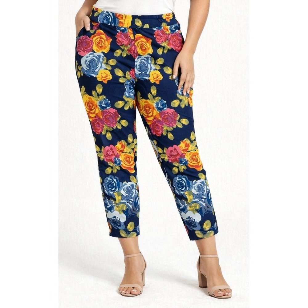 NWT Soft Surroundings Floral Straight Ankle Pants Floral 14-16P  Petite